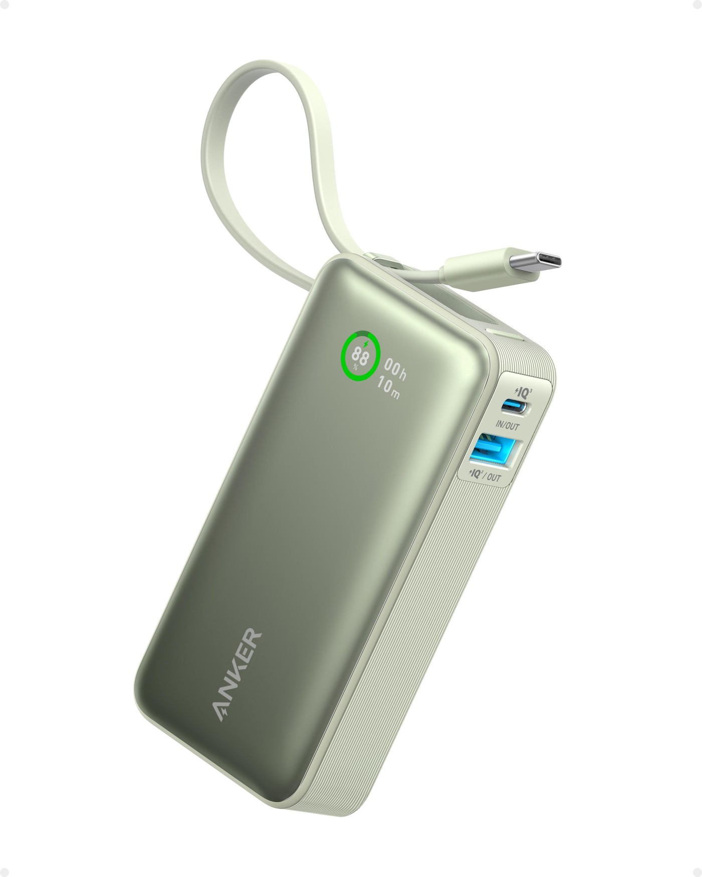 ANKER NanoPowerBank 30W Built-In USB-C Cable Green