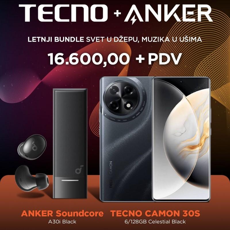 TECNO CAMON 30S 6/128GB  Black + bubice A30i